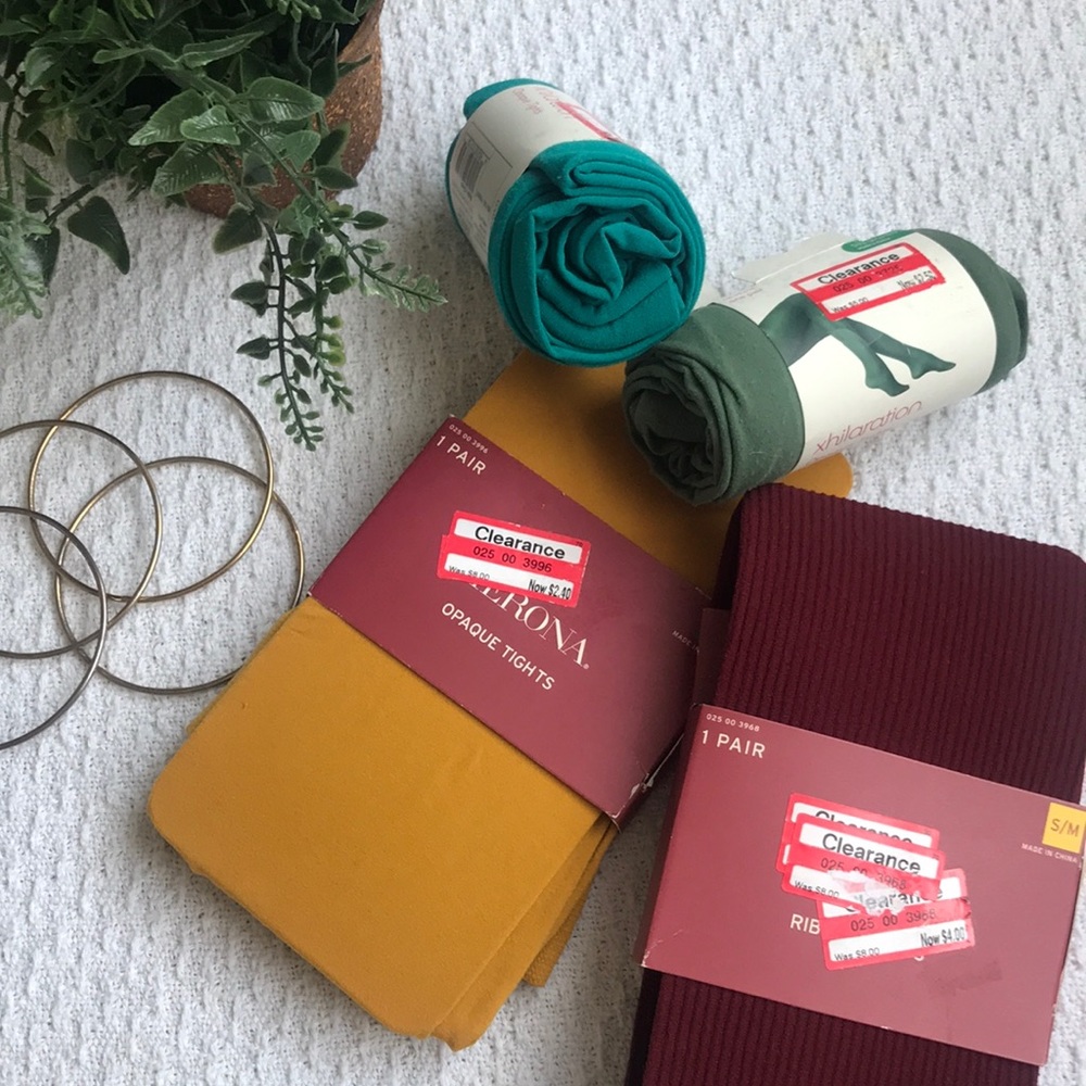 4 pairs of Merona & Xhilaration colorful tights.